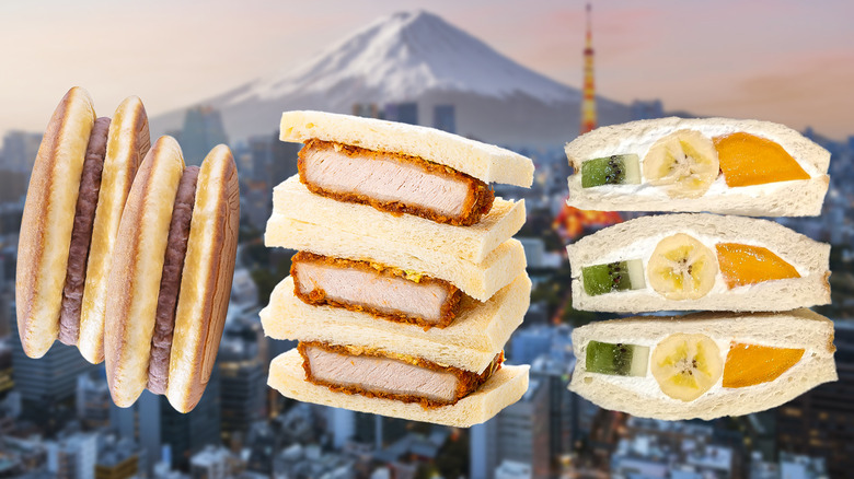 collection of Japanese convenience store sandwiches