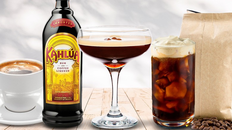 An espresso martini with ingredients