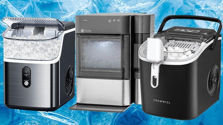 Assorted ice makers lined up side-by-side