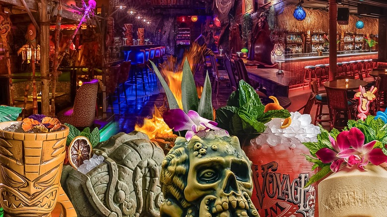 Variety of tiki cocktails and tiki bars