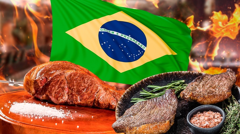 Brazilian flag and meat