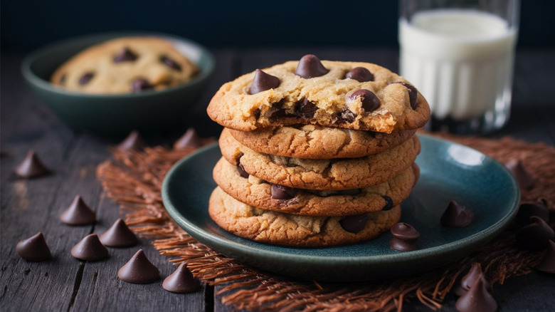 Stack of chocolate chip cookies