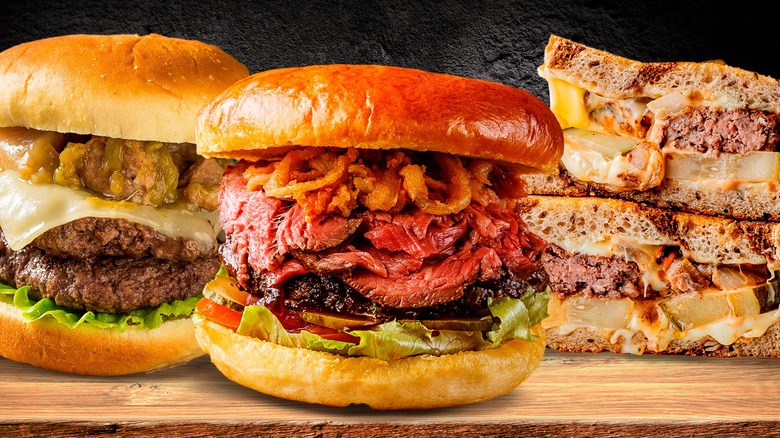 green chile burger, pastrami burger, patty melt