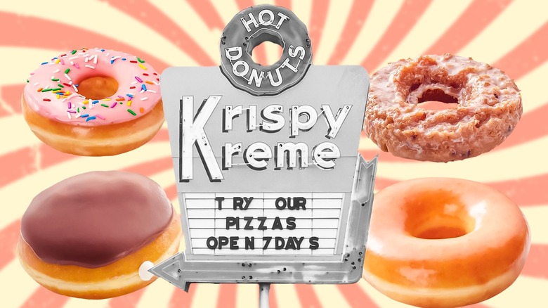 An open box of Krispy Kreme donuts sits next to a closed box.