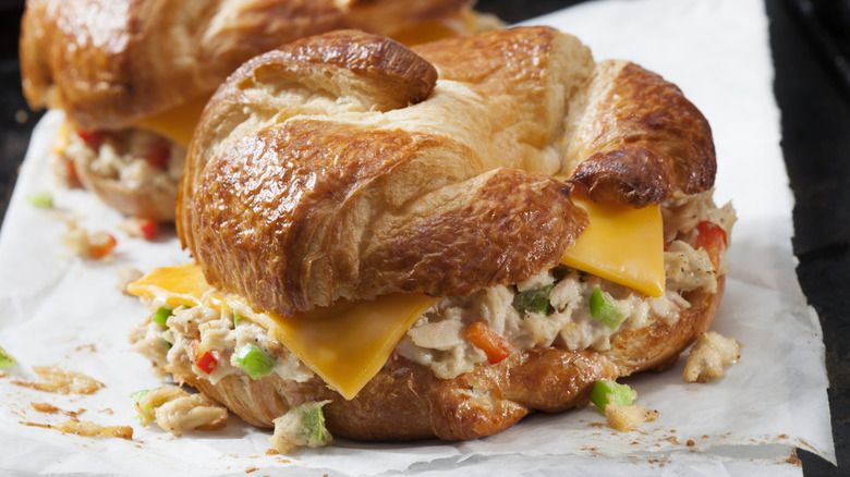 A tuna melt on a croissant