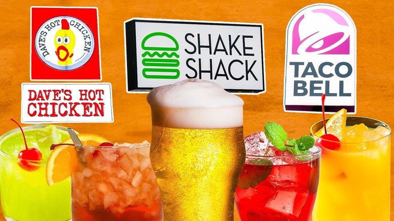 Fast casual chain signs and alcoholic beverages