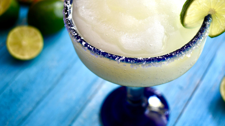 A frozen margarita served in a glass.