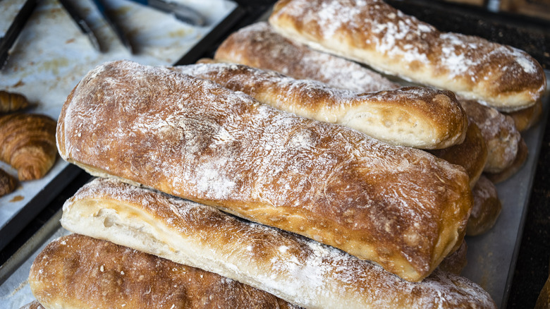 Ciabatta loaves pile