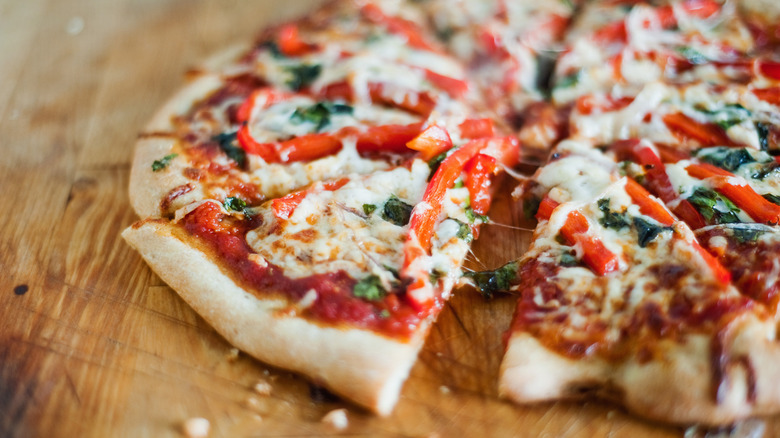 Sliced vegetable pizza
