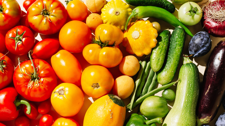 Rainbow display of produce