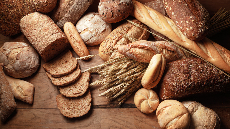 variety of breads on table