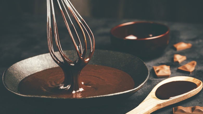 Chocolate ganache with whisk