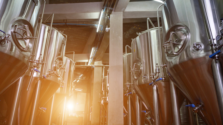 metal tanks in a brewery