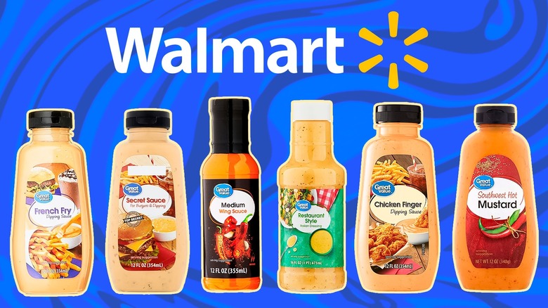 various McDonald's dupe sauces with a Walmart logo