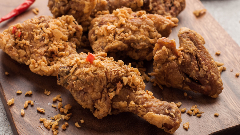 Fried chicken on cutting board