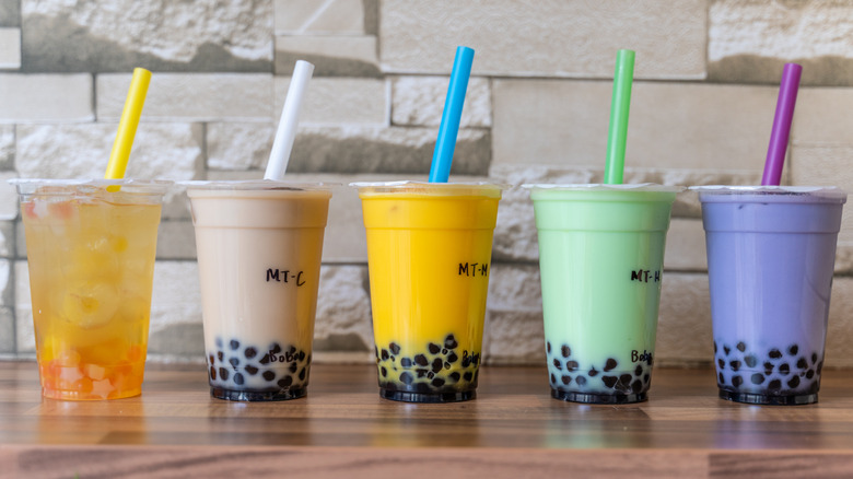 A line up of bubble tea