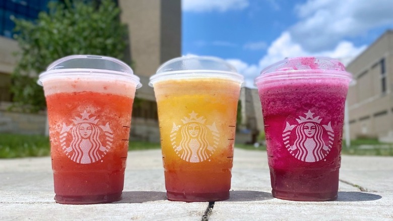 three starbucks frozen lemonade beverages