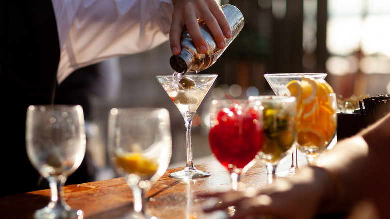 Pouring a martini
