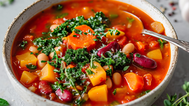 Bowl of minestrone soup