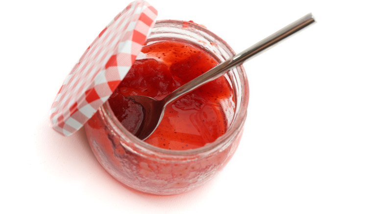 Nearly empty jar of jam