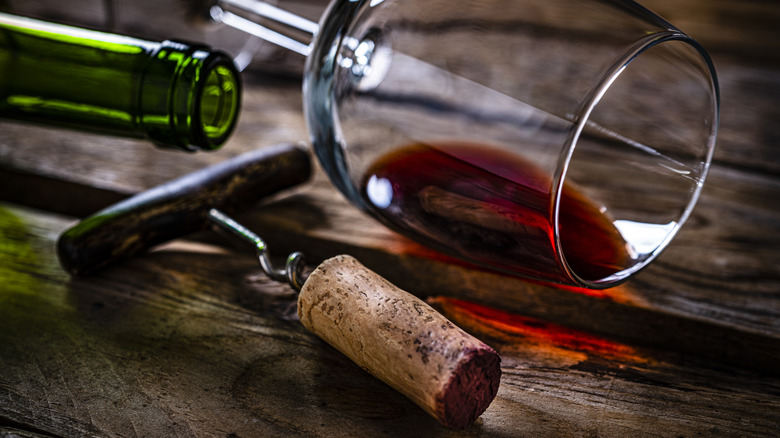 wine glass with cork displayed side by side