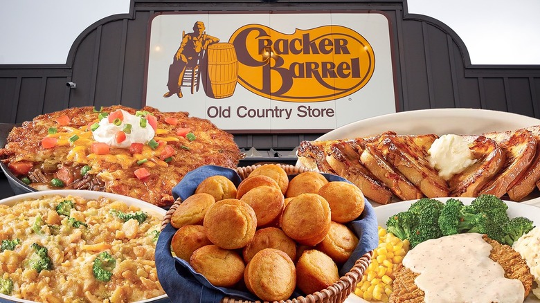 Cracker Barrel store sign and dishes to avoid