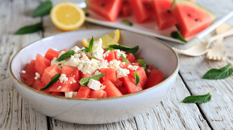 Watermelon salad with feta cheese