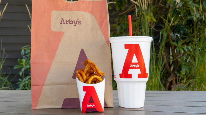 Arby's bag, fries, and a drink