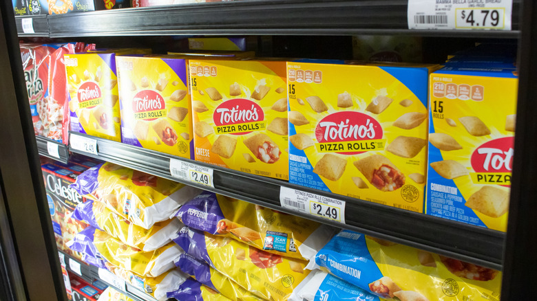 Totino's pizza rolls on a shelf