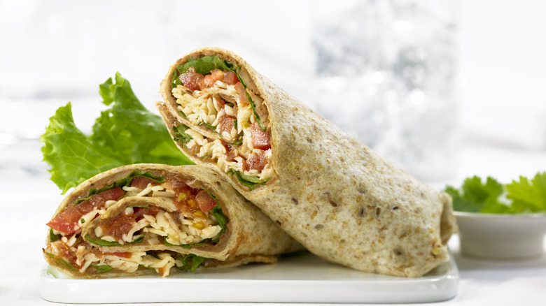 chicken and cheese tortilla with lettuce
