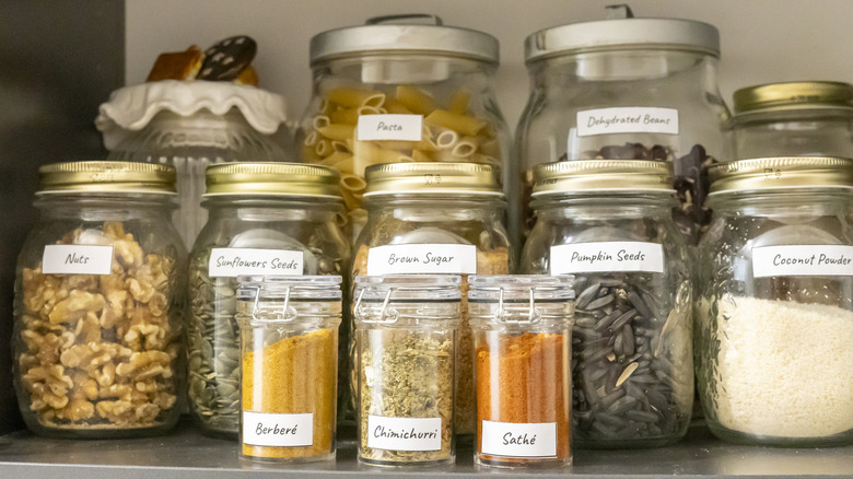labeled pantry cannisters