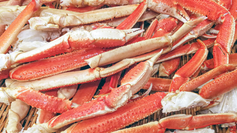 Unshelled crab legs on a plate