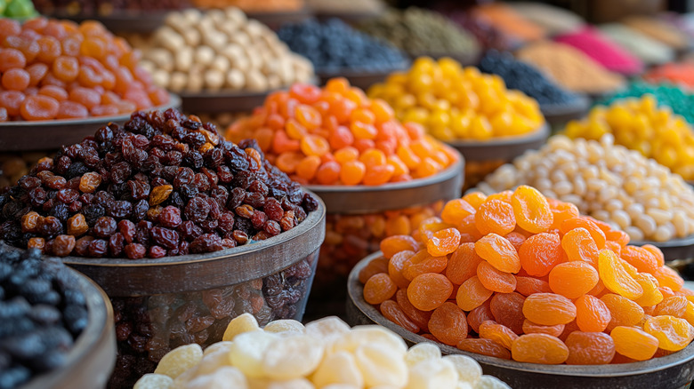 Bowls of dried fruits