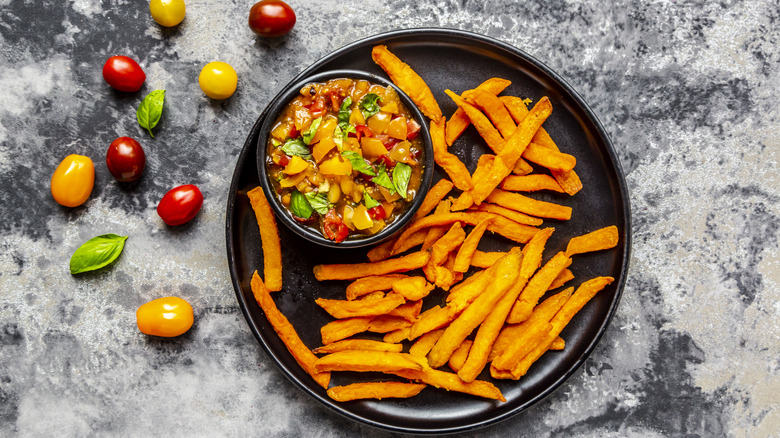 Carrot fries plated on a dish