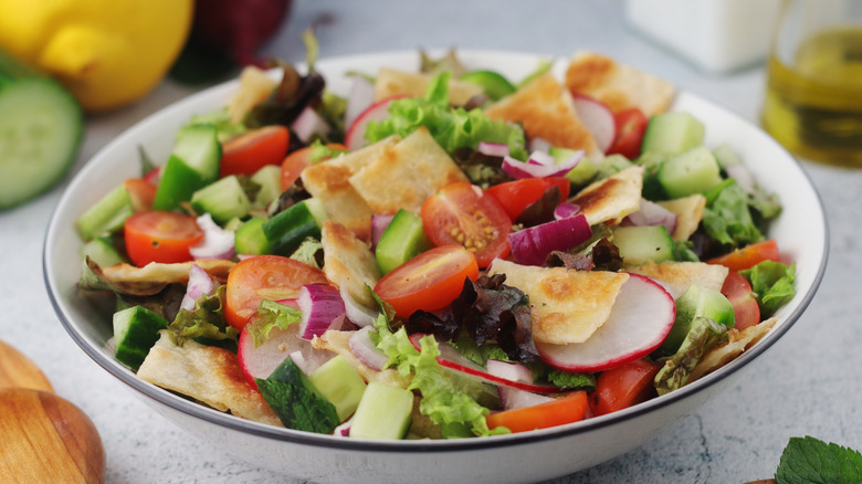 Bowl of fattoush salad