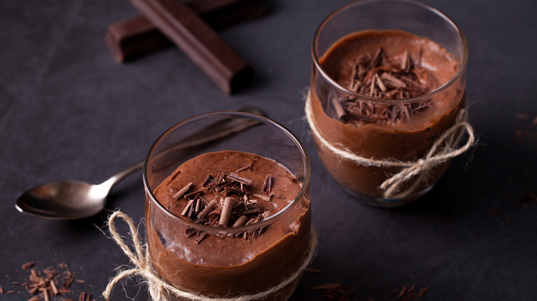 chocolate mousse on black surface