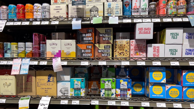Various hard seltzers on store shelves