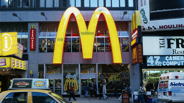 A large, neon McDonald's sign