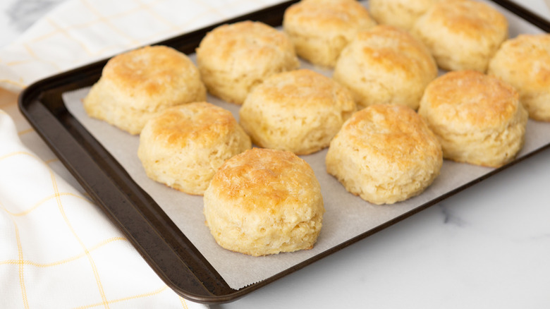 a tray of breakfast biscuits