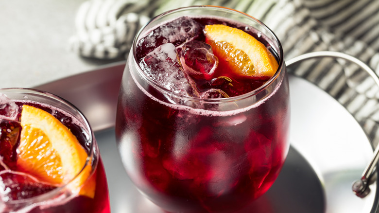 red wine spritzer with orange slice