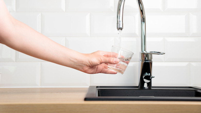 Getting water from a kitchen faucet