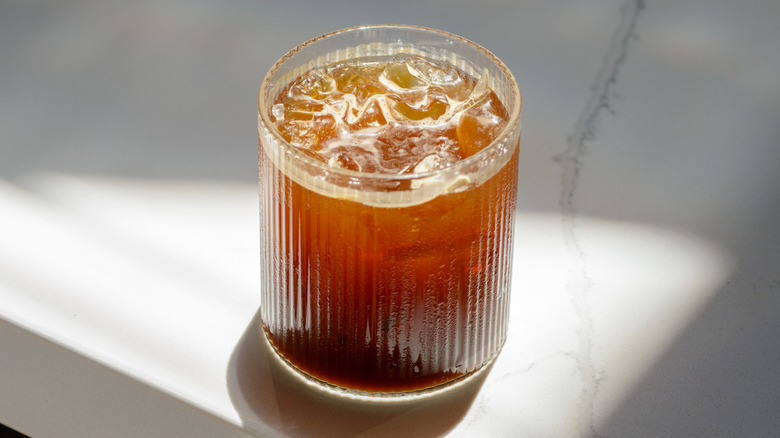 iced coffee pictured in glass