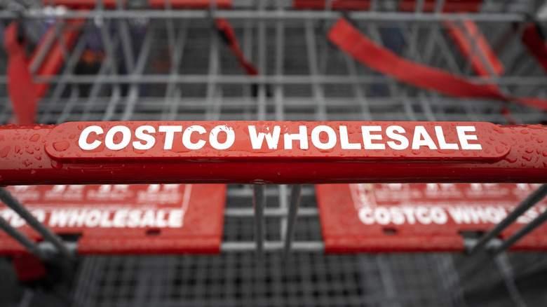 A close up of a Costco cart
