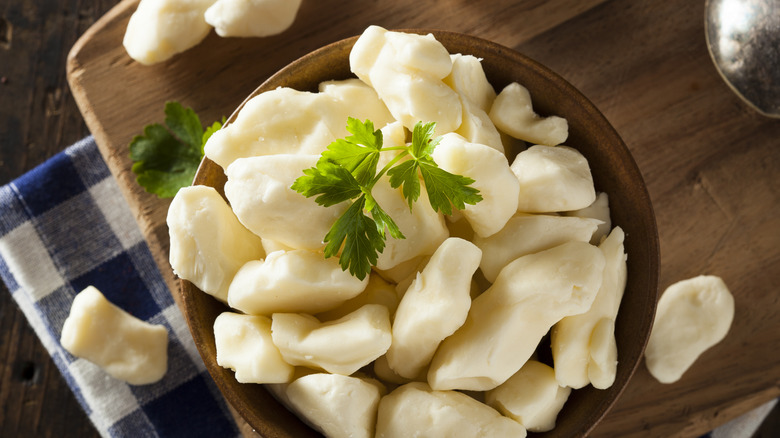 cheese curds in a bowl