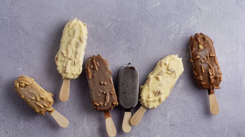 Ice cream bars against purple background
