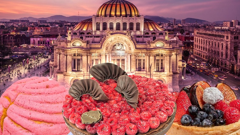 Baked goods available in Mexico City in front of the Palacio de Bellas Artes
