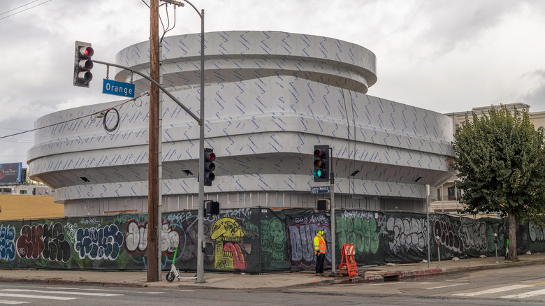 View of Tesla restaurant under construction in Los Angeles