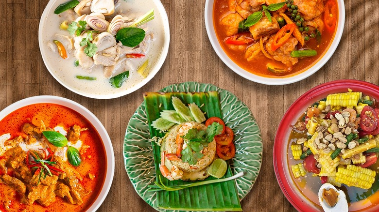 Composite image of different Thai dishes