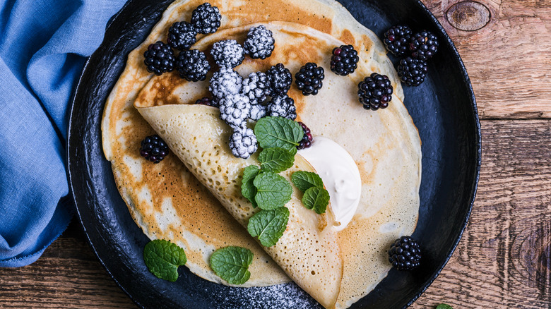 thin pancakes in dish