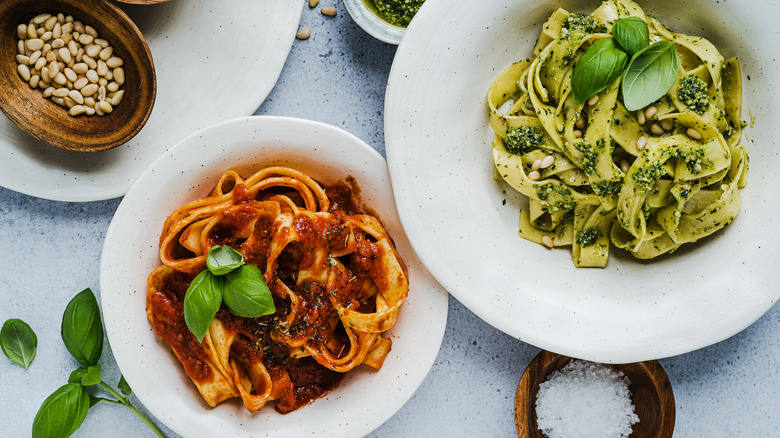 two different pasta dishes